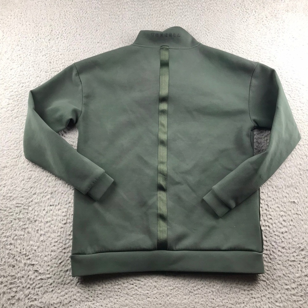 YoungLA Tux Track Jacket Mens M Sage Green Full Zip Mock Neck Activewear #541 - Picture 3 of 13